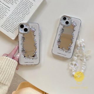 For เคสไอโฟน 14 Pro Max [Mirror Music Puppy Chain] เคส Phone Case For iPhone 14 Pro Max Plus 13 12 11 For เคสไอโฟน11 Ins Korean Style Retro Classic Couple Shockproof Protective TPU Cover Shell