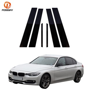 [พร้อมส่ง] สติกเกอร์ติดเสาด้านนอกรถยนต์ สีดํามันวาว สําหรับ BMW 3 Series F30 F31 F34 F35 2012-2018 6 ชิ้น