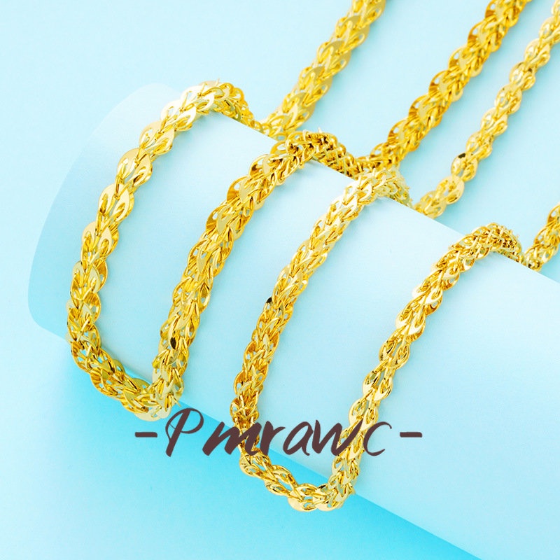 Pmrwc | สร้อยคอหางฟีนิกซ์เรียบสีทอง 24เค สําหรับผู้ชายและผู้หญิงไม่จางหายเป็นเวลานาน เอฟเอส777