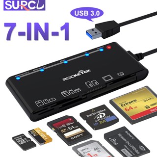 อะแดปเตอร์การ์ดรีดเดอร์ USB 3.0 SD 7-in-1 ความเร็วสูง 5Gbps แบบพกพา สําหรับ SD Micro SD TF Compact Flash CF XD MS Card