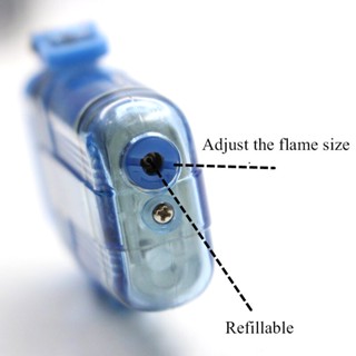 จุดไฟ ไฟแช็คกันน้ำ กันลม ไฟแช็คไฟฟู่ เติมแก็สได้ ดูระดับแก็สได้ แถมสายคล้องกันหาย  Waterproof Lighter for Outdoor