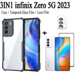 3in1 infinix Zero 5g 2023 Zero 20 เคสใส กันชน ถุงลมนิรภัย เคสโทรศัพท์ + ฟิล์มกระจกนิรภัย + ฟิล์มเลนส์กล้อง