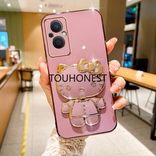 เคส Oppo Reno 8Z เคส Oppo A91 Casing Oppo Reno3 Cases Oppo Reno8 Pro Plus Case Oppo Reno9 Pro Plus Case Oppo Reno 7Z Case Oppo Reno7 SE Case Cute Anime Cartoon Vanity Mirror Hello Kitty Holder Phone Cover Case With Metal Sheet TK โทรศัพท์มือถือ