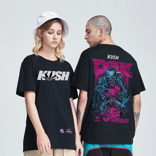 ☸♙KUSH COLORED FRONT DESIGN (BLACK) เสื้อยืดผ้าฝ้ายแรงบันดาลใจสำหรับผู้ชาย