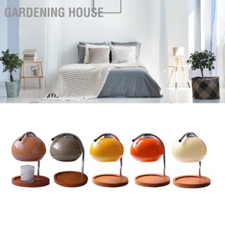  Gardening House โคมไฟละลายขี้ผึ้งอโรม่า Retro ไม้ถาดเก็บแก้วเทียนอุ่นโคมไฟห้องนอนข้างเตียงโคมไฟตั้งโต๊ะ