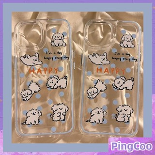 PingCoo - Space Case For iPhone 14 13 12 11 Pro Max 6 7 8 Plus XR Silicone Soft Big Hole Transparent Case Cute Cartoon Dog Camera Protection Plating Buttons Shockproof Back Cover