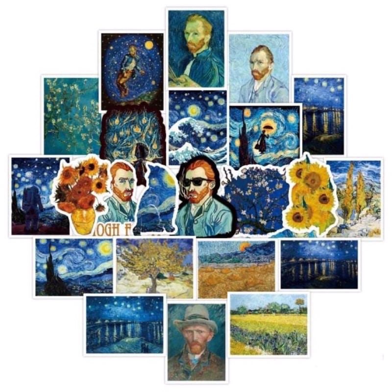 Combo 30-60 สติ๊กเกอร์รูปลอก Van Gogh/สติ๊กเกอร์ตกแต่ง Van Gogh