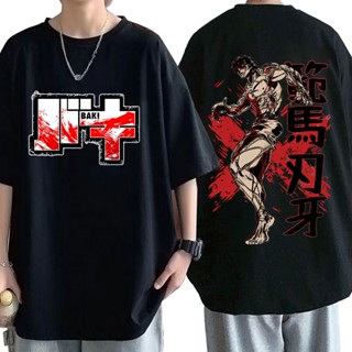 Ttbf 【พร้อมส่ง】เสื้อยืดแขนสั้น ผ้าฝ้าย พิมพ์ลายกราฟฟิคอนิเมะ Baki The Grappler Yujiro Hanma สไตล์ฮาราจูกุ สตรีท โอเวอร์ไ