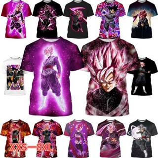 เสื้อยืด ทรงหลวม พิมพ์ลายอนิเมะ Dragon Ball Goku Zamas สีดํา สไตล์ฮาราจูกุ แฟชั่นฤดูร้อน 2023