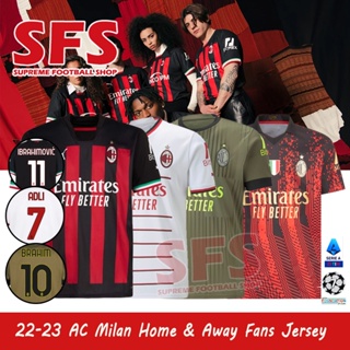 【SFS】เสื้อยืดกีฬาแขนสั้น ลายทีมชาติฟุตบอลชั้นนํา 22-23 AC Milan ชุดเหย้า สําหรับผู้ชาย ไซซ์ S-4XL