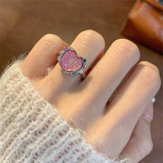 Fashion Women Jewelry Rhinestone Pink Heart Ring