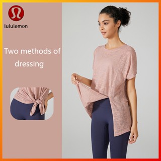 Lululemon ใหม่ เสื้อแขนสั้น ทรงหลวม ระบายอากาศ ผ่าข้างเดียว สําหรับเล่นกีฬา โยคะ YD188