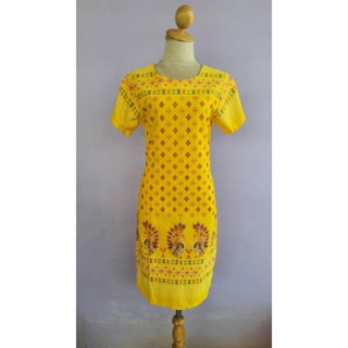 FF02692 ชุดชาวเขา พื้นเมือง สีเหลือง มือสอง อก 35 นิ้ว