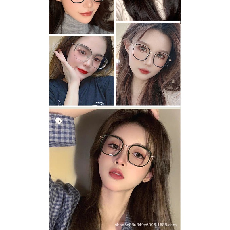 【พร้อมสต็อก】แว่นกรองแสง แว่นตาสายตาสั้น 0°-600° ป้องกันรังสี กรอบเหลี่ยม แฟชั่นสำหรับผู้ชาย และผู้หญิง เลนส์ถอดได้ 040