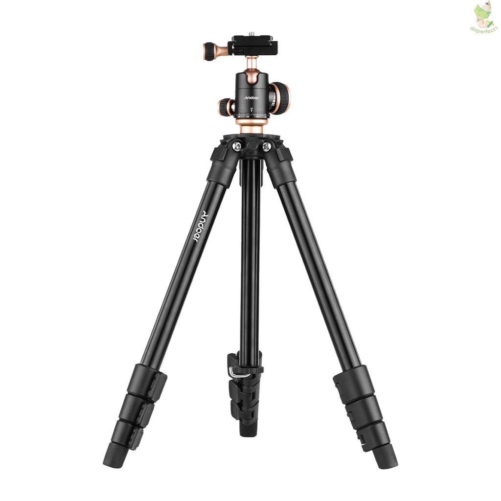 Andoer Q160SA Camera Tripod Complete Tripods with Panoramic Ballhead Bubble Level Adjustable Height 