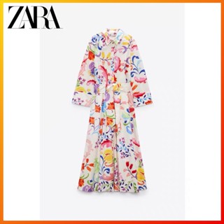 Zara ใหม่ ชุดเดรสสั้น พิมพ์ลาย สําหรับผู้หญิง