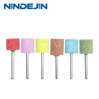 NINDEJIN 6pcs Fiber Abrasive Tool Buffing Wheels Drill Attachment Set Grinding Wheel with 1/8" Shank for Polishing Metal Plastic Wood