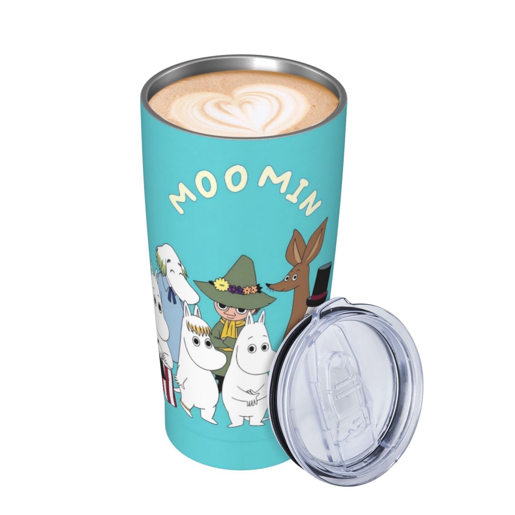 Moomin แก้วกาแฟ พร้อมหลอดดูด 20 ออนซ์ PS ด้านใน 304 ด้านนอก 201 สําหรับรถยนต์