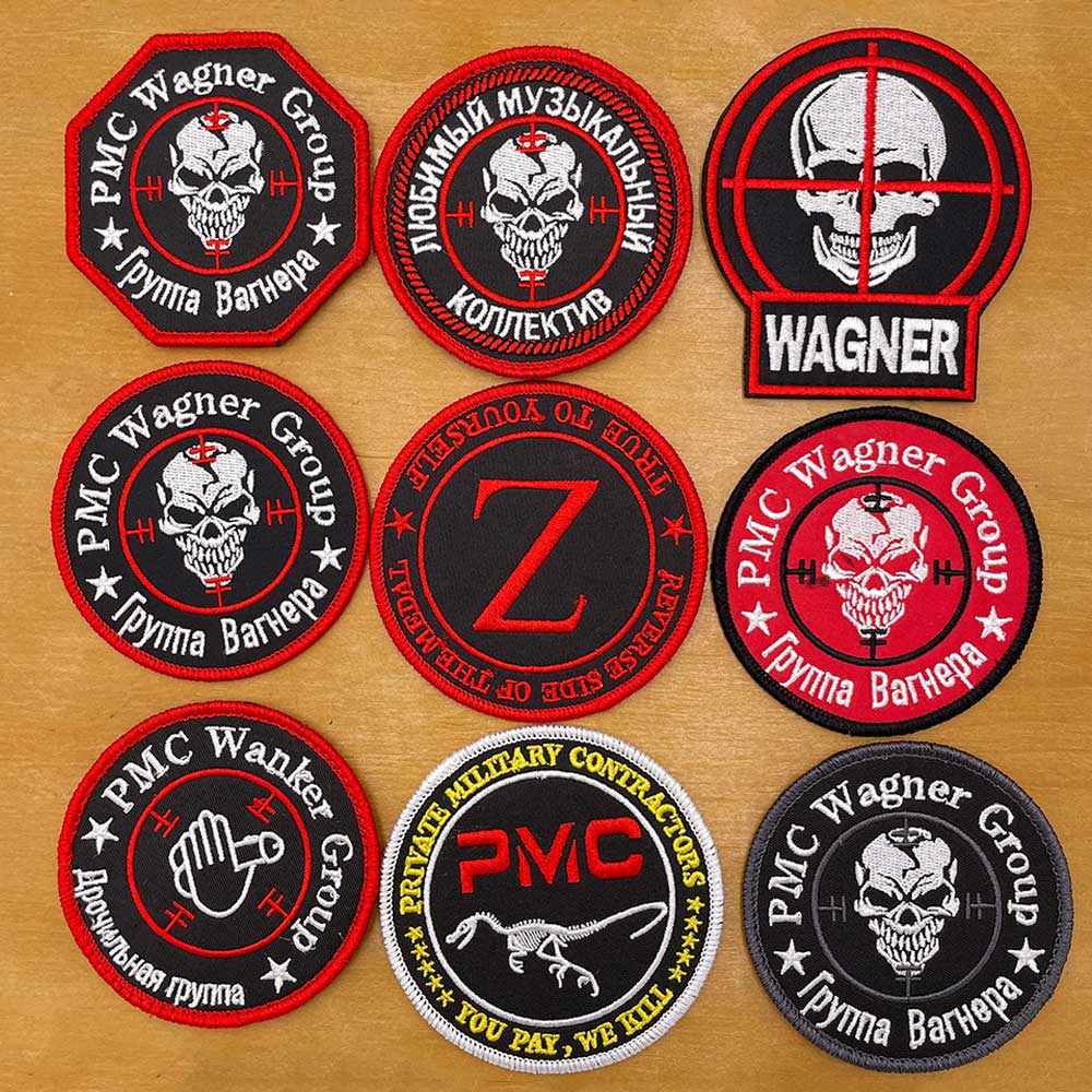 ที่กําหนดเองรัสเซีย PMC Wagner Group Mercenary Skull โลโก้ 3D Velcro Patch /Badges/armband/Emblem ตก