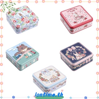 Lontime กล่องดีบุก ทรงสี่เหลี่ยม ลายหมี กระต่าย สําหรับปาร์ตี้คริสต์มาส ปีใหม่ DIY