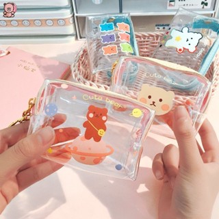 Creative Bears Transparent Girls Coin Purse Children PVC Zipper Change Purse Women Mini Lipstick Wallet Flamingos Key Card Bag YUE