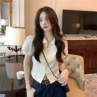 Bh เสื้อโปโล แขนสั้น คอจับจีบ สไตล์ฝรั่งเศส สําหรับผู้หญิง