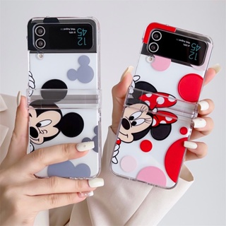 3in1 เคสโทรศัพท์มือถือแบบแข็ง ใส กันกระแทก ลายการ์ตูนมิกกี้ มินนี่เมาส์ สําหรับ Samsung Galaxy Z Flip 5 4 3 5G Z Flip4 Flip3 Flip5