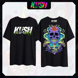 #ถูกสุด 【ข้อเสนอจำกัดเวลา】️Kush mens and womens color skull print T-shirt trend personalized loose shirt