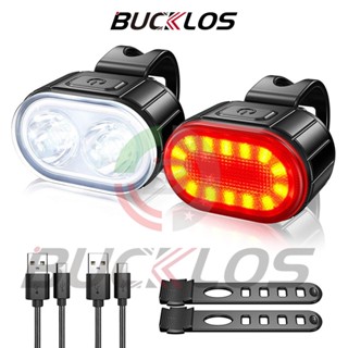 Bucklos ไฟจักรยาน LED ชาร์จ USB IPX4 กันน้ํา ไฟท้ายจักรยาน Type-C สําหรับจักรยานเสือภูเขา ไฟติดจักรยาน