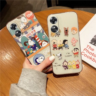 ใหม่ พร้อมส่ง เคสโทรศัพท์มือถือ ซิลิโคนนิ่ม ใส ลายการ์ตูนสนูปปี้น่ารัก สําหรับ OPPO Reno 10 Pro Pro+ Reno 8 8T A98 A78 A77 A57 A17 A77S 4G 2023 RENO10