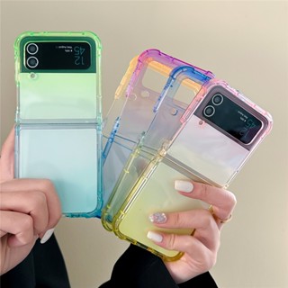 เคสโทรศัพท์ซิลิโคน Tpu นิ่ม แบบใส ไล่โทนสี หรูหรา สําหรับ Samsung Galaxy Z Flip 4 5G ZFlip 3 Flip 3 4