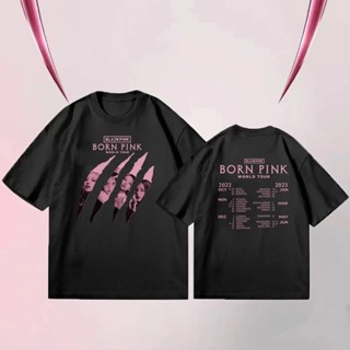 KPOP BLACKPINK BORN PINK Cotton T-shirt LISA JISOO JENNIE ROSÉ World Tour 2023 Same Short-sleeved Tops Men and Women