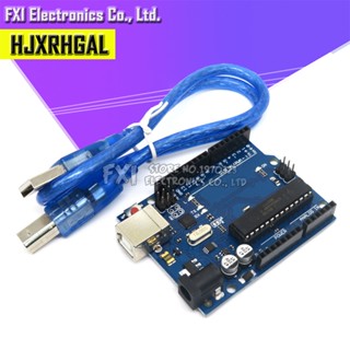 ชิป UNO R3 ATMEGA16U2+MEGA328P สําหรับบอร์ดพัฒนา Arduino UNO R3 และสายเคเบิล USB 1 ชุด