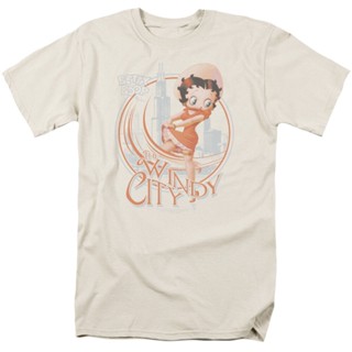 [S-5XL]เสื้อยืด พิมพ์ลายการ์ตูน Betty Boop The Windy City สําหรับผู้ชาย