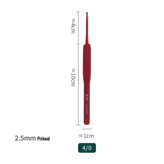 ตะขอถักโครเชต์ อลูมิเนียม พรีเมี่ยม 2 มม.-6 มม. พร้อมด้ามจับยางนิ่ม สีแดง 1 ชิ้น