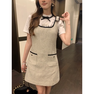 ♥ เช็คสินค้าก่อนสั่ง MIU MIU CHECK MINI DRESS เดรสสั้น เดรสผ้าทวิส ทอลาย น่ารักมาก ชนช็อป มิวมิว