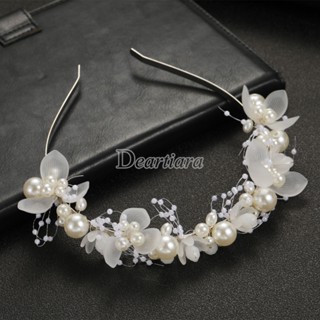 Fashion Bridal Wedding Hair Accessories White Flowers Handmade Beaded Soft Chain Hair Hoop Headwear