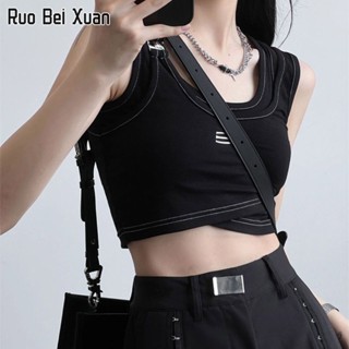 RUO BEI XAUN เสื้อกั๊กสตรีสไตล์เกาหลีแฟชั่นใหม่เซ็กซี่สไตล์สตรีทเสื้อครอป