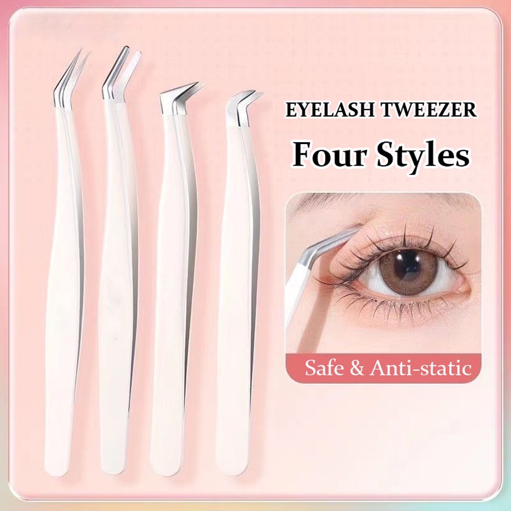Eyelash Extension Tweezers Safe Stainless Steel Tweezers High Precision Anti-Static Eyelash Tweezers 1PC/2PCS/4PCS