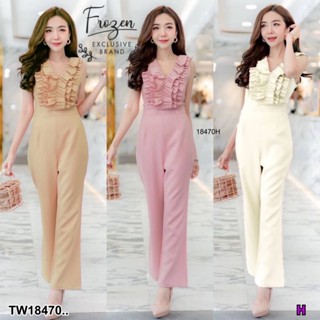 ส่งไว 💗พร้อมส่ง  Jumpsuit จั้มสูทแขนกุดขายาว อกระบาย เสื้อผ้าผู้หญิง ชุดเซ็ต ชุดเดรส ทำงาน งานแต่ง เสื้อผ้าสาวอวบ