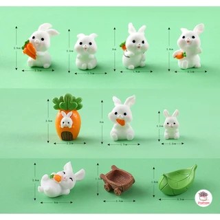 กระต่ายกับเรือใบไม้ [ เซต 10 ชิ้น ] ตุ๊กตาจิ๋ว โมเดลจิ๋ว แต่งสวน