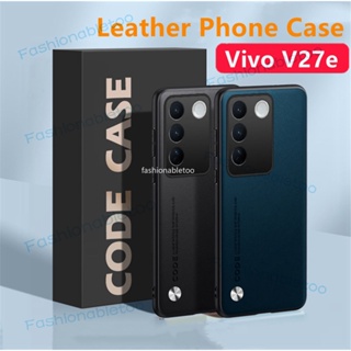 เคสโทรศัพท์มือถือหนัง PU นิ่ม กันกระแทก ปิดด้านหลัง ขอบ TPU สําหรับ Vivo V27 E V27e V27 pro V27pro V 27e