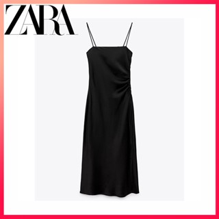 Zara ฤดูร้อนใหม่ผู้หญิงผ้าไหมซาตินพื้นผิวสลิงชุดชั้นในชุด