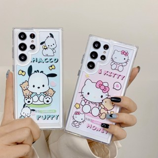 เคส Samsung A54 5G S21 FE โทรศัพท์มือถืออะคริลิคใส แบบแข็ง กันกระแทก ลายคิตตี้ แมว KUROMI PACHACCO A14 สําหรับ A52S A53 S21 Ultra