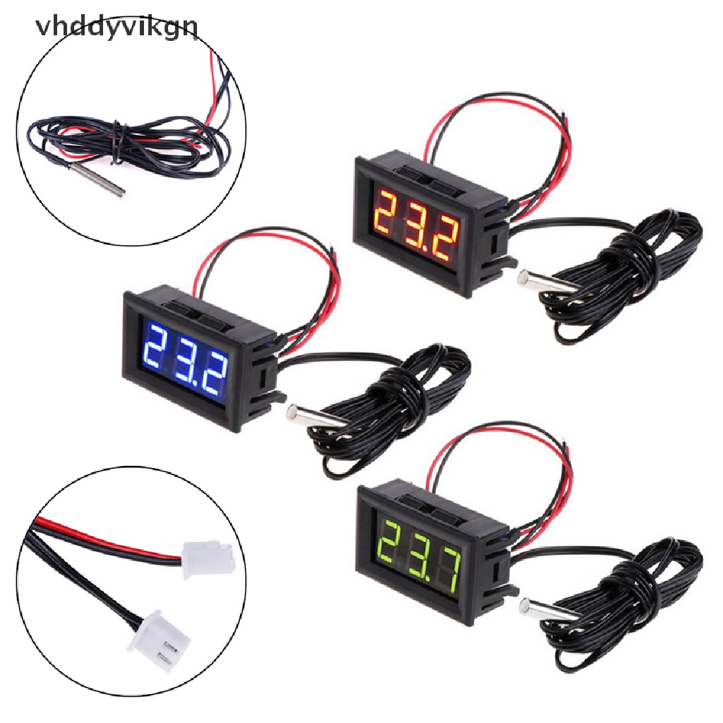 VHDD Digital 12V เครื่องวัดอุณหภูมิพร้อมโพรบอุณหภูมิ -50~110°ค ไทย