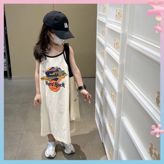 Cotton childrens baby girls small and medium-sized childrens 2023 Summer new cartoon print quick-drying breathable mid-length vest skirt