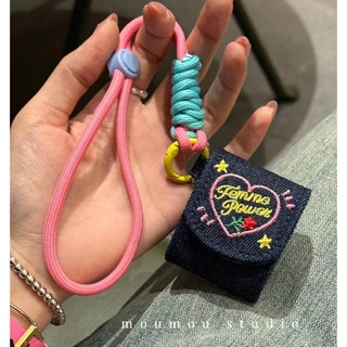 เคสหูฟังบลูทูธไร้สาย ผ้ายีน ปักลายน่ารัก สําหรับ AirPods 1 2 3 Pro Pro2 AirPods 3 AirPods 2 Gen