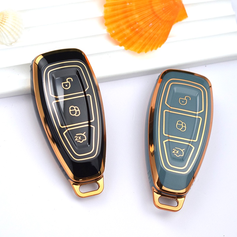 เคสกุญแจรีโมทรถยนต์ TPU 3 ปุ่ม แบบพับได้ สําหรับ Ford Fiesta Focus 2 Ecosport Kuga Escape Falcon B-Max C-Max Eco Sport Galaxy
