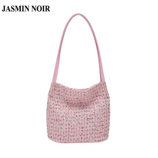 Jasmin NOIR กระเป๋าสะพายไหล่ กระเป๋าถือ ผ้าขนสัตว์ ทรงโท้ท เรียบง่าย สําหรับสตรี