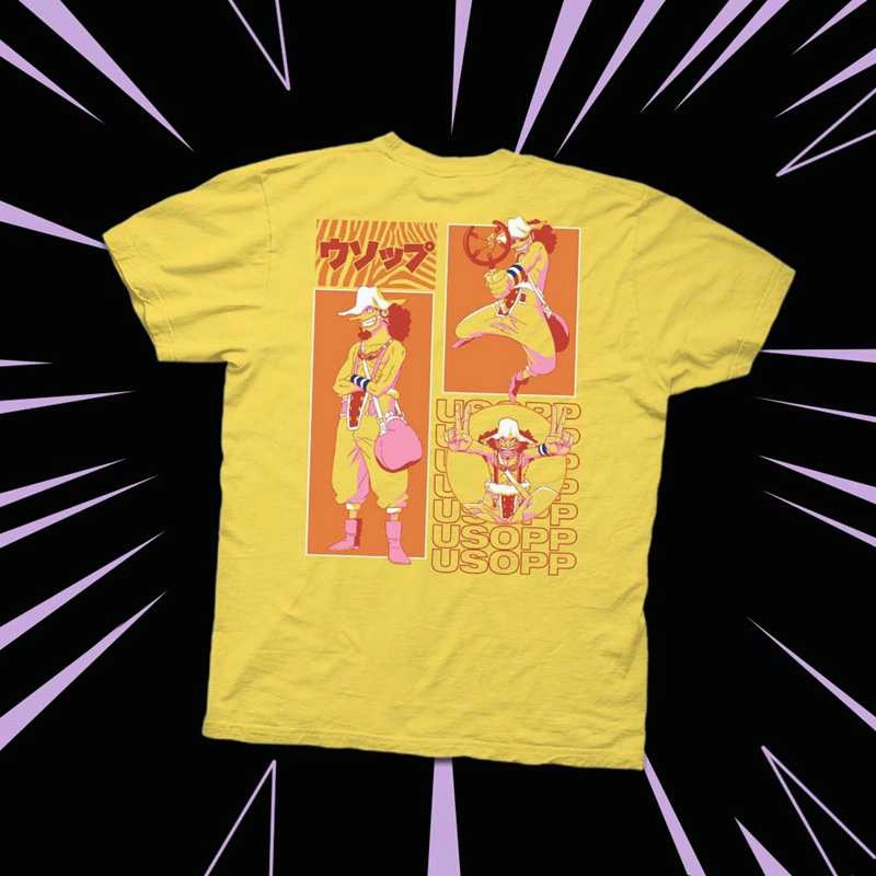 [S-5XL]One Piece - เสื้อยืด Usopp Panels - Crunchyroll เสื้อผ้าคู่รักชายหญิง